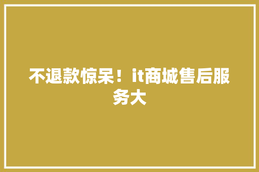 不退款惊呆！it商城售后服务大