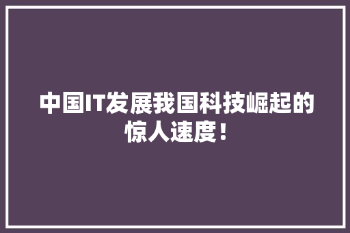 中国IT发展我国科技崛起的惊人速度！ MySQL