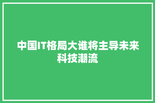 中国IT格局大谁将主导未来科技潮流 后端技术