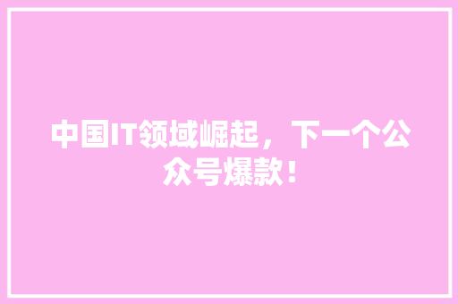 中国IT领域崛起，下一个公众号爆款！ MySQL
