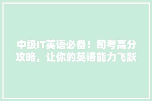 中级IT英语必备！司考高分攻略，让你的英语能力飞跃提升！