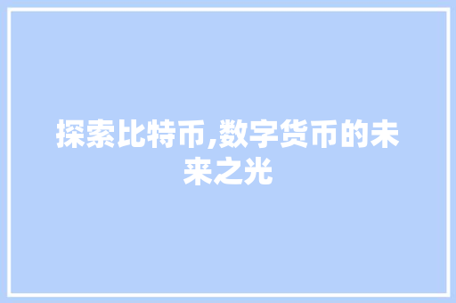 探索比特币,数字货币的未来之光