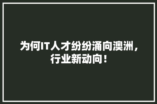 为何IT人才纷纷涌向澳洲，行业新动向！