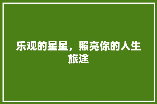 乐观的星星，照亮你的人生旅途