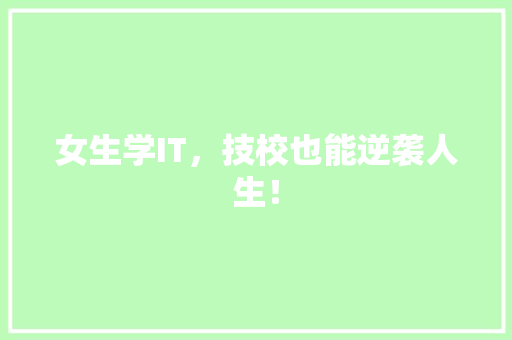 女生学IT，技校也能逆袭人生！