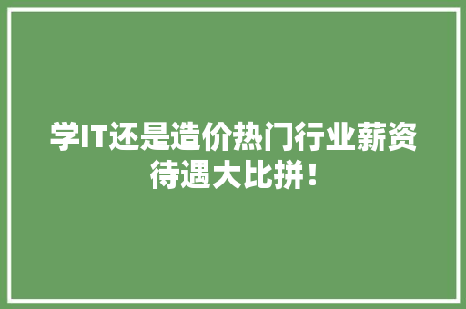 学IT还是造价热门行业薪资待遇大比拼！ MySQL