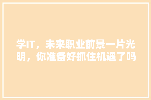 学IT，未来职业前景一片光明，你准备好抓住机遇了吗 网站建设