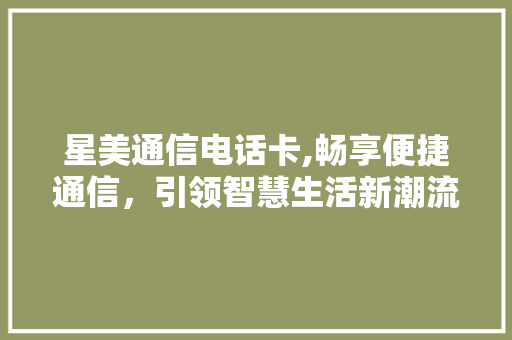 星美通信电话卡,畅享便捷通信，引领智慧生活新潮流