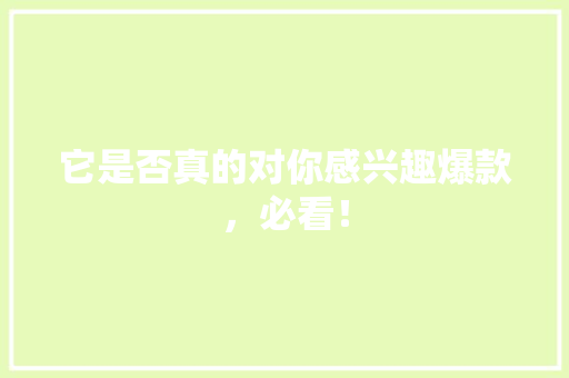 它是否真的对你感兴趣爆款，必看！ 商务信函