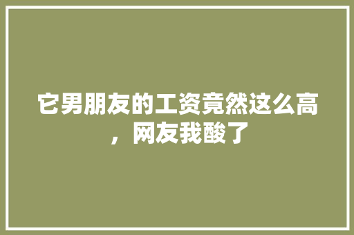 它男朋友的工资竟然这么高，网友我酸了 缓存Redis