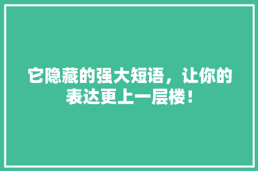 它隐藏的强大短语，让你的表达更上一层楼！ 商务信函
