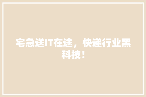 宅急送IT在途，快递行业黑科技！ 项目报告