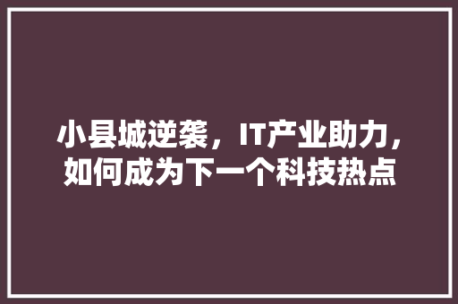 小县城逆袭，IT产业助力，如何成为下一个科技热点