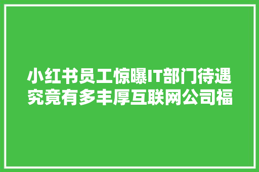 小红书员工惊曝IT部门待遇究竟有多丰厚互联网公司福利大