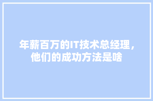 年薪百万的IT技术总经理，他们的成功方法是啥 市场营销范文