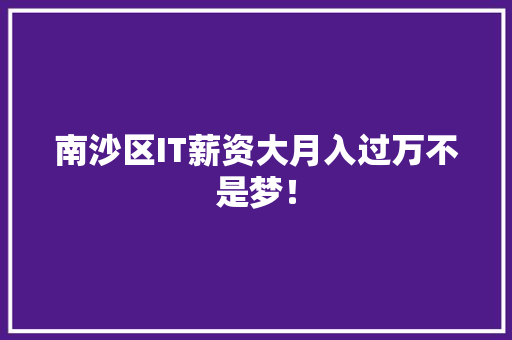 南沙区IT薪资大月入过万不是梦！