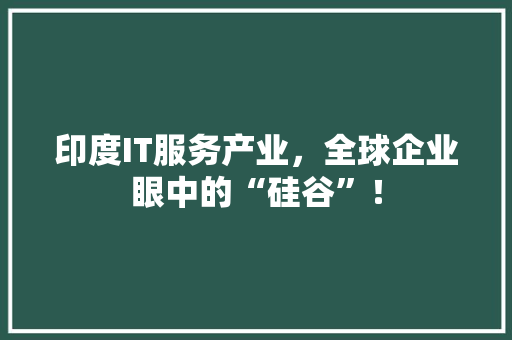 印度IT服务产业，全球企业眼中的“硅谷”！ 响应式设计