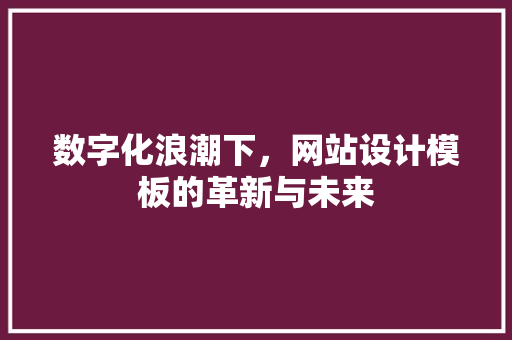 数字化浪潮下，网站设计模板的革新与未来 网站建设