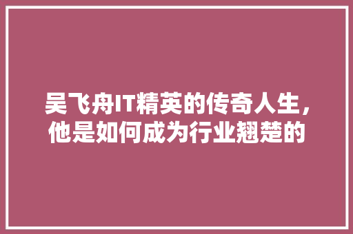 吴飞舟IT精英的传奇人生，他是如何成为行业翘楚的 响应式设计