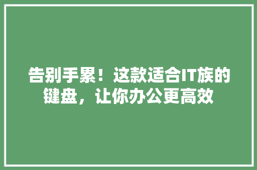 告别手累！这款适合IT族的键盘，让你办公更高效