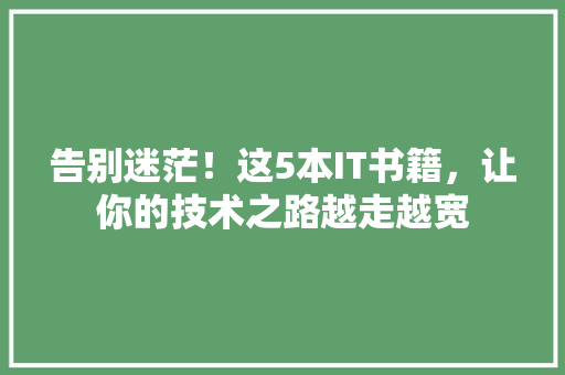 告别迷茫！这5本IT书籍，让你的技术之路越走越宽 网站建设