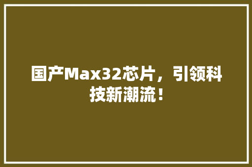 国产Max32芯片，引领科技新潮流！