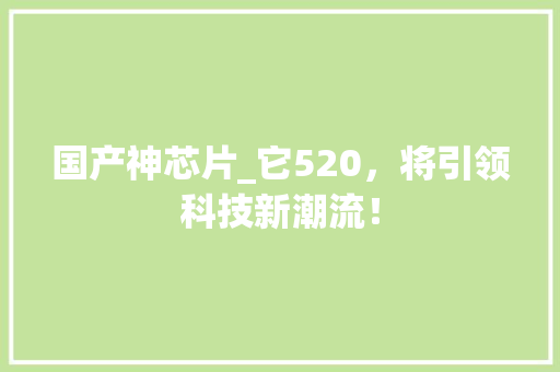 国产神芯片_它520，将引领科技新潮流！