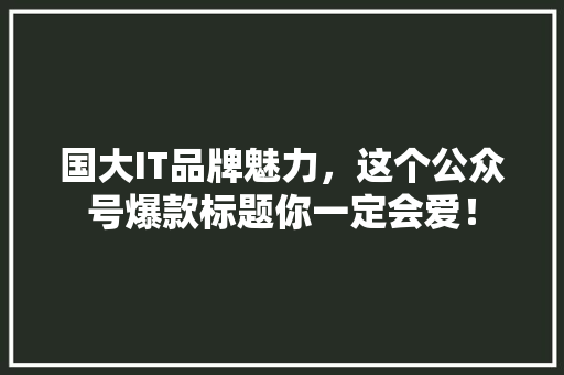 国大IT品牌魅力，这个公众号爆款标题你一定会爱！