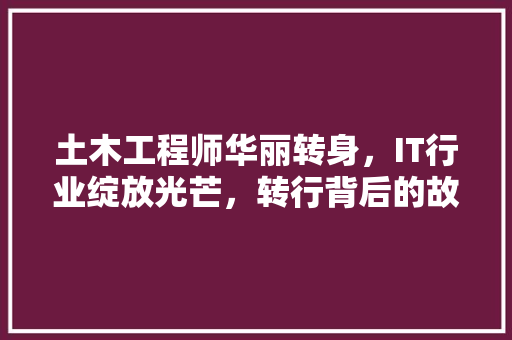 土木工程师华丽转身，IT行业绽放光芒，转行背后的故事！ 缓存Redis
