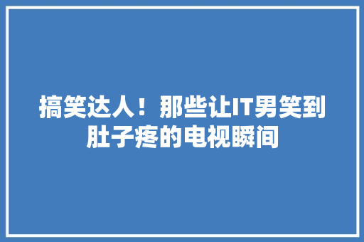 搞笑达人！那些让IT男笑到肚子疼的电视瞬间