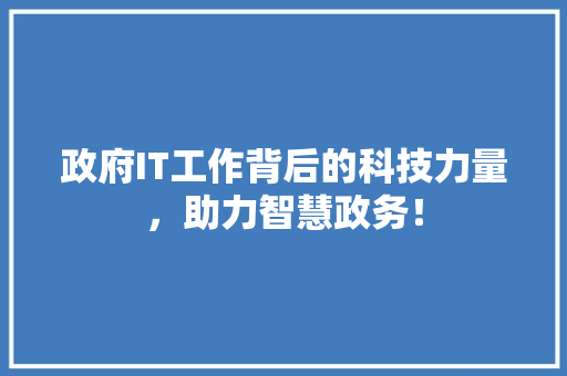 政府IT工作背后的科技力量，助力智慧政务！