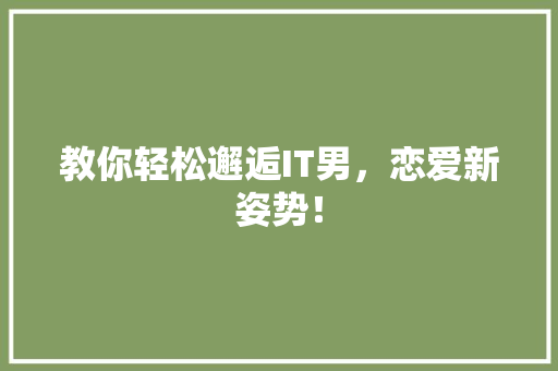 教你轻松邂逅IT男，恋爱新姿势！