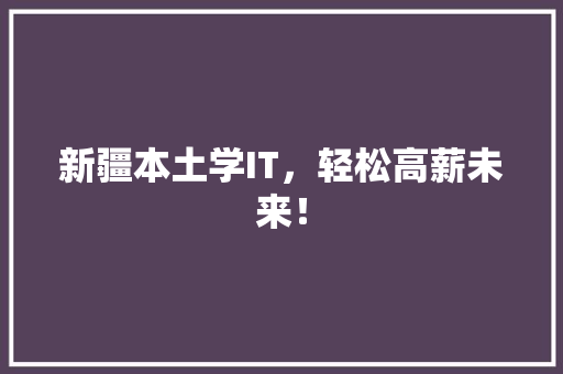 新疆本土学IT，轻松高薪未来！
