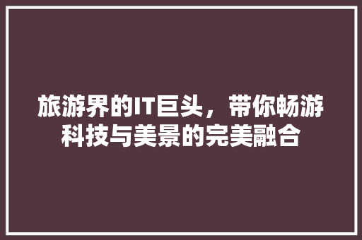 旅游界的IT巨头，带你畅游科技与美景的完美融合