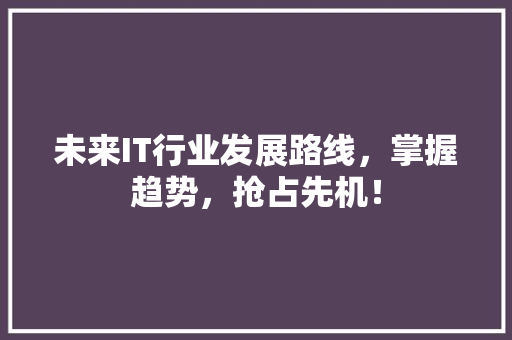 未来IT行业发展路线，掌握趋势，抢占先机！