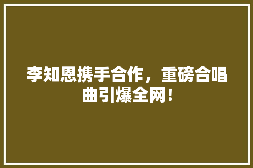 李知恩携手合作，重磅合唱曲引爆全网！ 后端技术