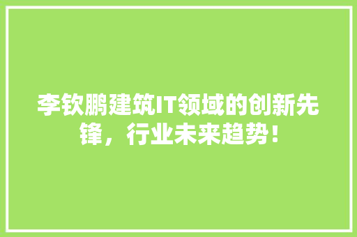 李钦鹏建筑IT领域的创新先锋，行业未来趋势！