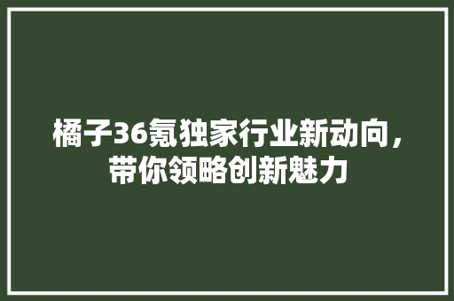 橘子36氪独家行业新动向，带你领略创新魅力