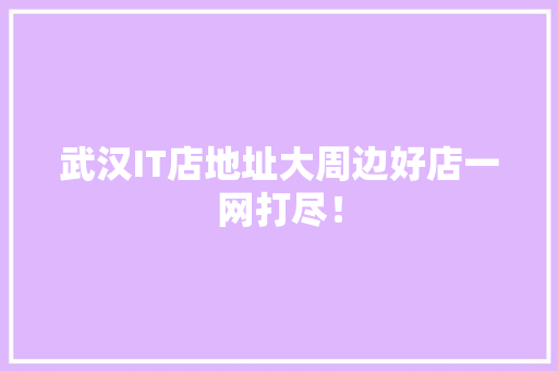 武汉IT店地址大周边好店一网打尽！