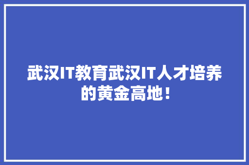 武汉IT教育武汉IT人才培养的黄金高地！