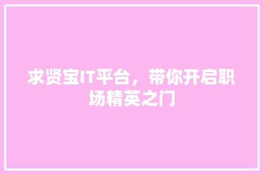 求贤宝IT平台，带你开启职场精英之门 项目报告
