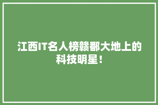 江西IT名人榜赣鄱大地上的科技明星！