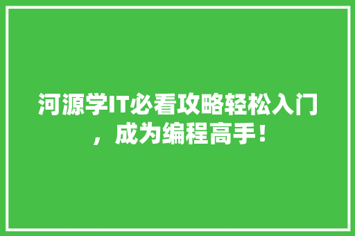 河源学IT必看攻略轻松入门，成为编程高手！ 前端技术