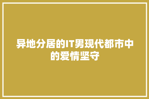 异地分居的IT男现代都市中的爱情坚守
