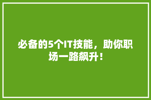 必备的5个IT技能，助你职场一路飙升！ 前端技术
