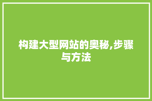 构建大型网站的奥秘,步骤与方法