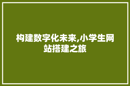 构建数字化未来,小学生网站搭建之旅 后端技术