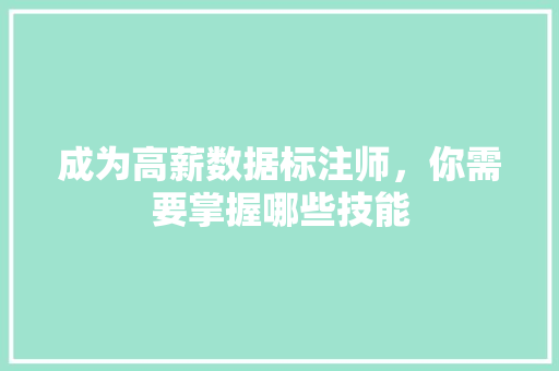 成为高薪数据标注师，你需要掌握哪些技能