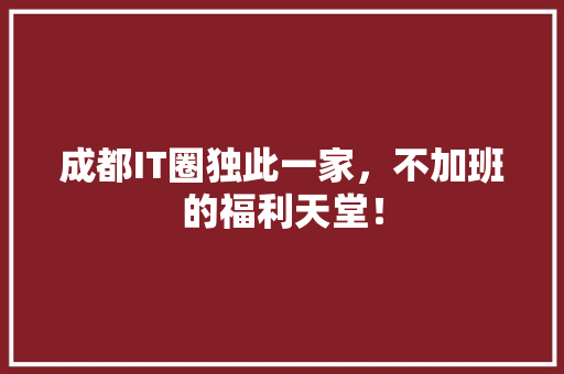 成都IT圈独此一家，不加班的福利天堂！ 后端技术
