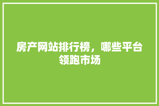房产网站排行榜，哪些平台领跑市场